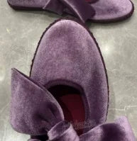 Velvet Bows Pumps Knots Solid Color Slip-On Round Toe Flat with Novelty Fashion Luxury Elegant Comfortable Sexy Women Shoes New