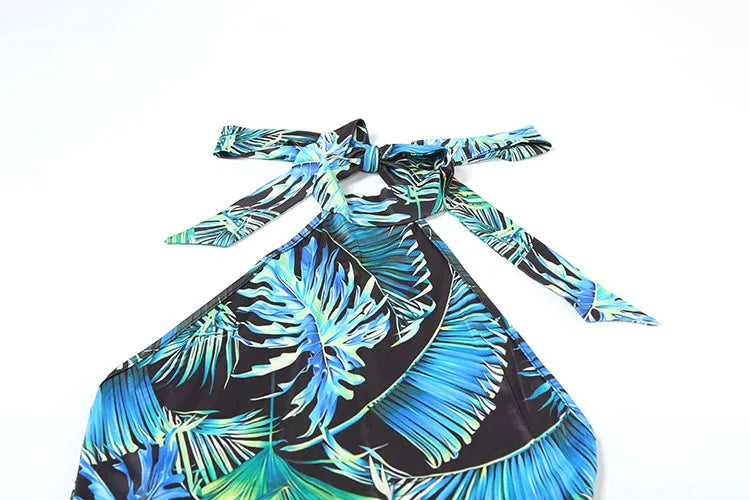 Weird Puss Sexy Print Halter Romper Women Bandage Summer Colorful Hipster Backless Activity Workout Fit Tight Stretch Playsuits