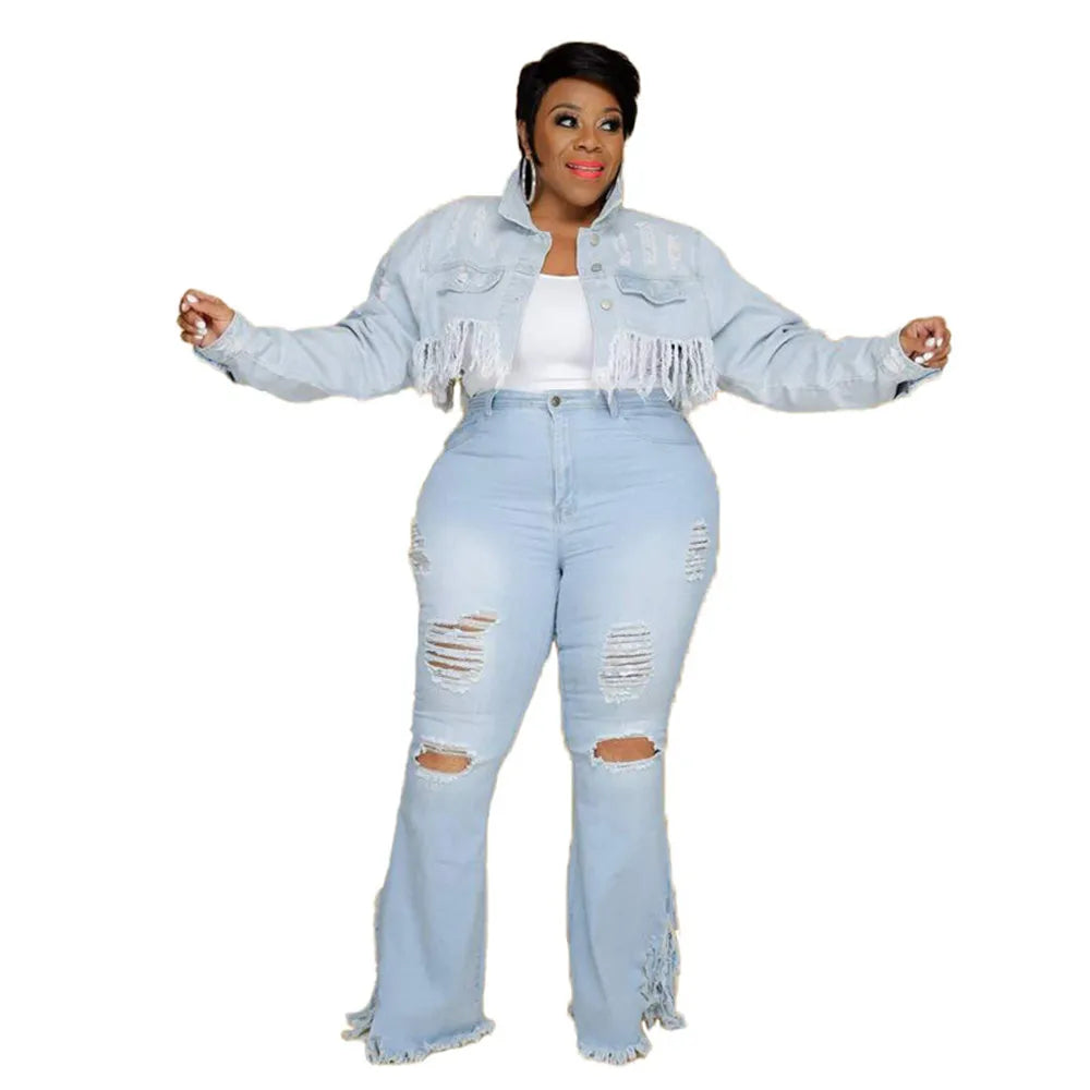 Wmstar Plus Size Jeans Women Bodycon Stretch Solid Pockets High Waist Fashion Denim Flared Pants 2022 Wholesale Dropshipping