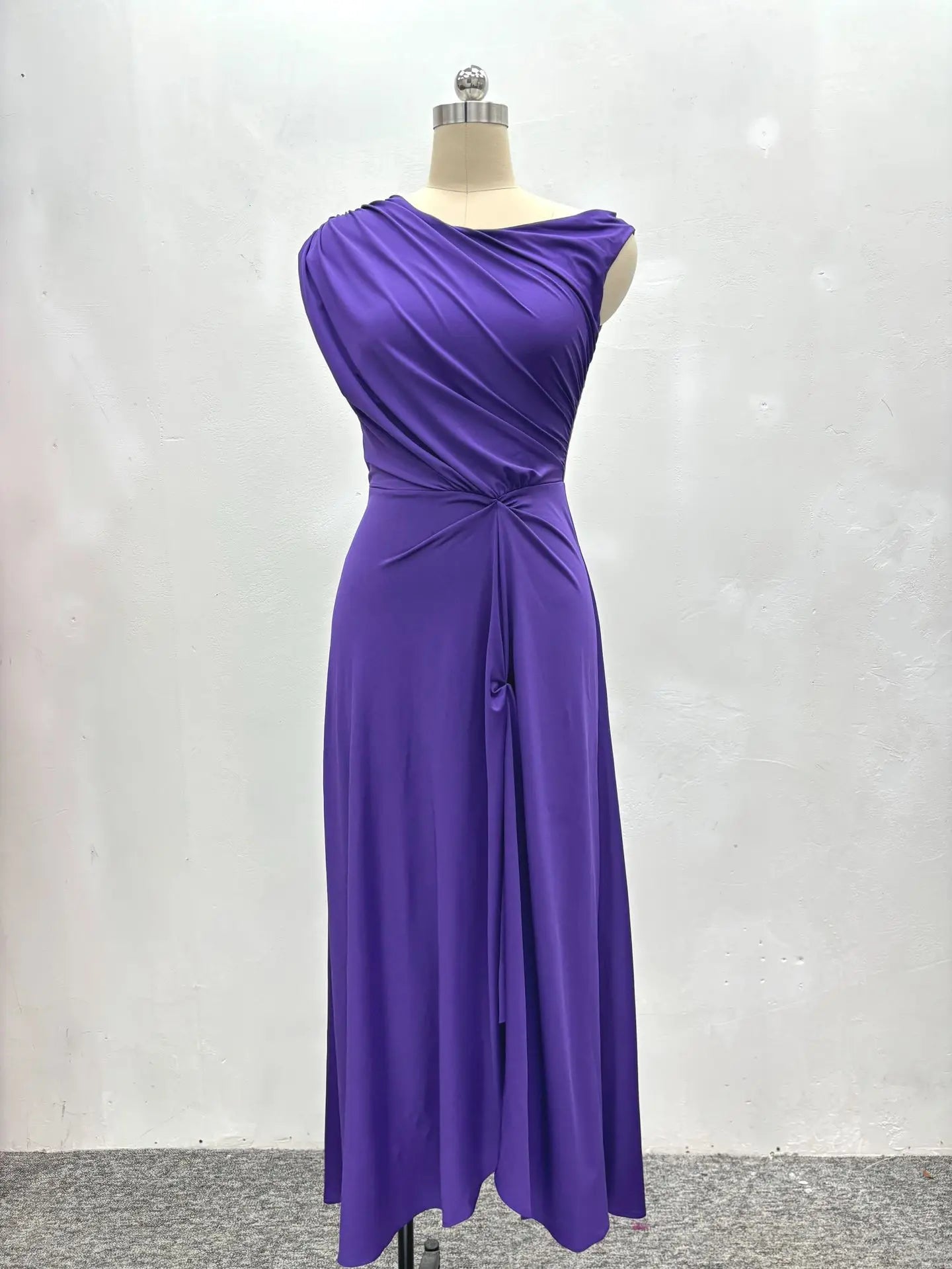CM.YAYA Fashion Women Ruched Sleeveless High Side Split Maxi Dress Holiday Birthday Sexy Night Club Party Street Long Dresses