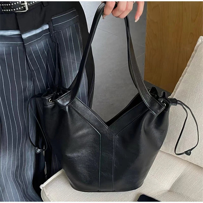 Y-shaped Women Handbag Versatile Simple Large-capacity Texture Tote Bag New Large-capacity Shoulder Bag Storage Bag Underarm Bag