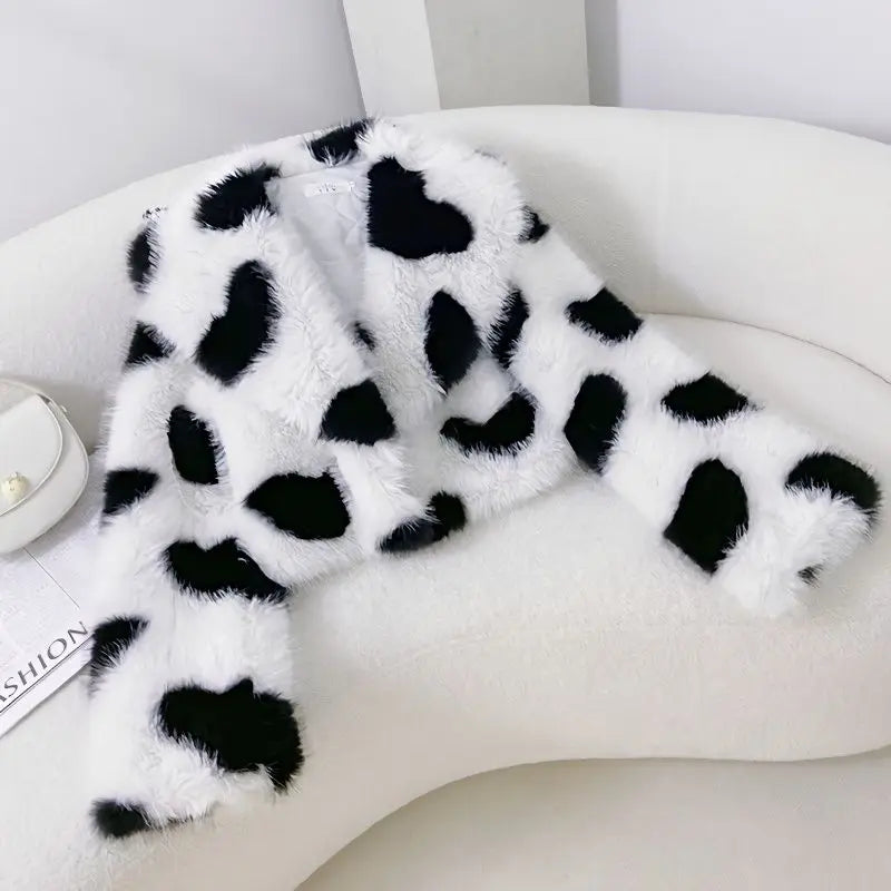 Fur Coat Women's Jacket Navy Collar Love Clothing 2025 Autumn Winter