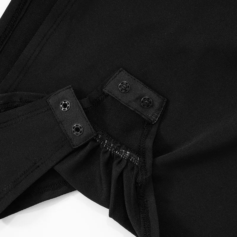Joskaa 2025 Women's Black Two Piece Set Sexy Crew Neck Sleeveless Side Cutout Bodysuits and Bodycon Shorts Suits Y2K Streetwear