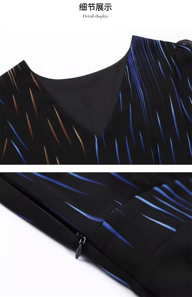 Pendant Sense Dress for Women Summer 2024 New Fashion High end, Elegant Slim and Waist Up V-neck Chiffon Dress Long Dress 4XL