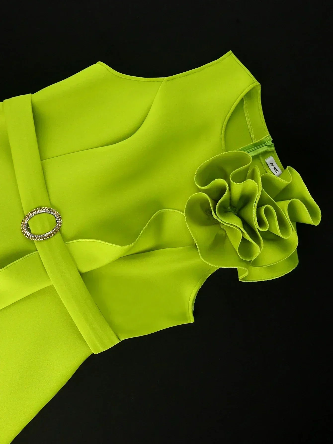 2025 New Women Sweet and Cute Green Party Evening Dress 3D Flower Sleeveless Knee Length Elegant Cocktail Celebration Robe