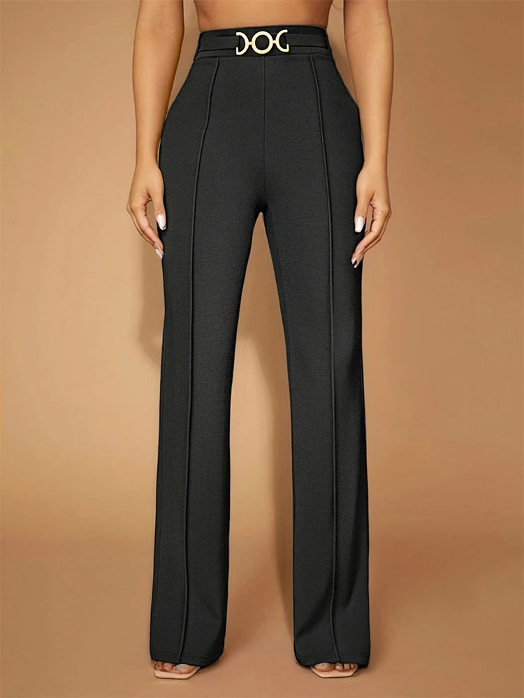 Spring Black Sexy Women's Trousers Streetwear Fashion Sequined New Pants Elegant Female Casual Slim Versatile Trousers Clothing