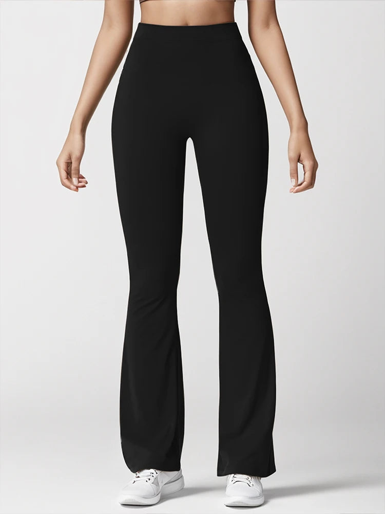 Women's Sports Yoga Pants Pleated Flared Pants V-Back Butt-Lifting Wide Leg High Waist 31.5 Inches Fitness Sports Yoga Pants