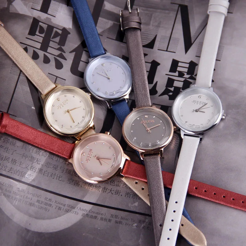Thin Lady Women's Watch Fine Fashion Luxury Style Hours Dress Bracelet Leather Classic Girl Birthday Gift Julius No Box