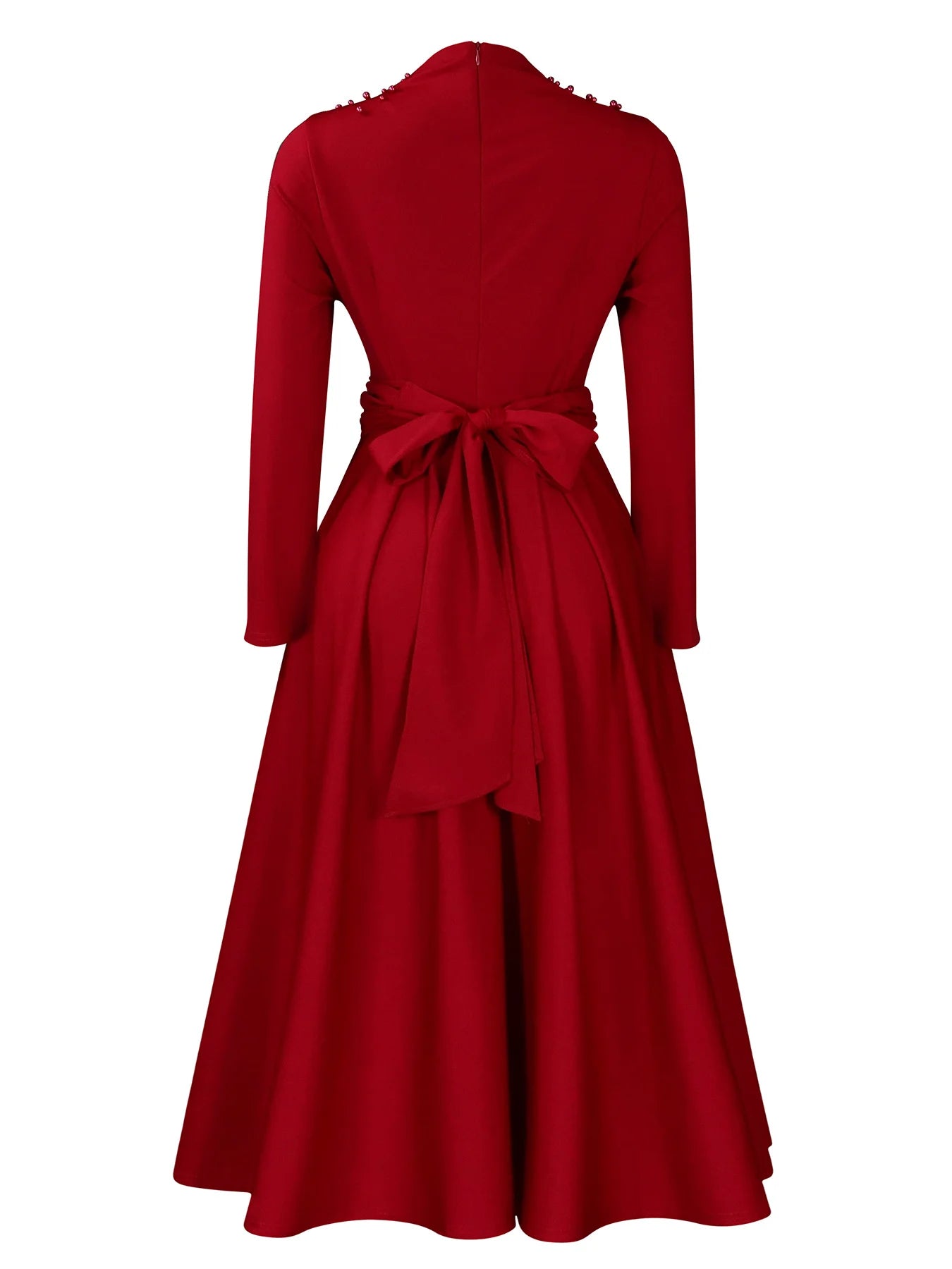 Fashionable High-collar Elegant Embroidered Large Dress Women Waist-shaping African Dress Trendy Plain Pattern Long Skirt
