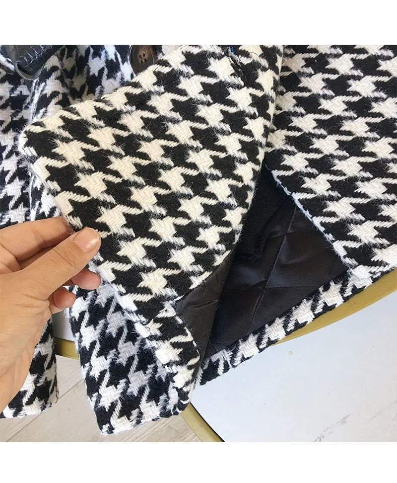 Thick Plaid Blazer Women Wool Coat 2025 New Spring And Autumn Suit Jacket Female Tide Ins Woolen Coat Blazer Femme Tops Outerwe