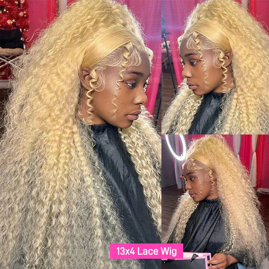 613 Hd Lace Frontal Wig 13x6 Human Hair Wigs Honey Blonde Wigs Curly Lace Front Wigs Human Hair 13x4 HD Deep Water Wave Lace Wig
