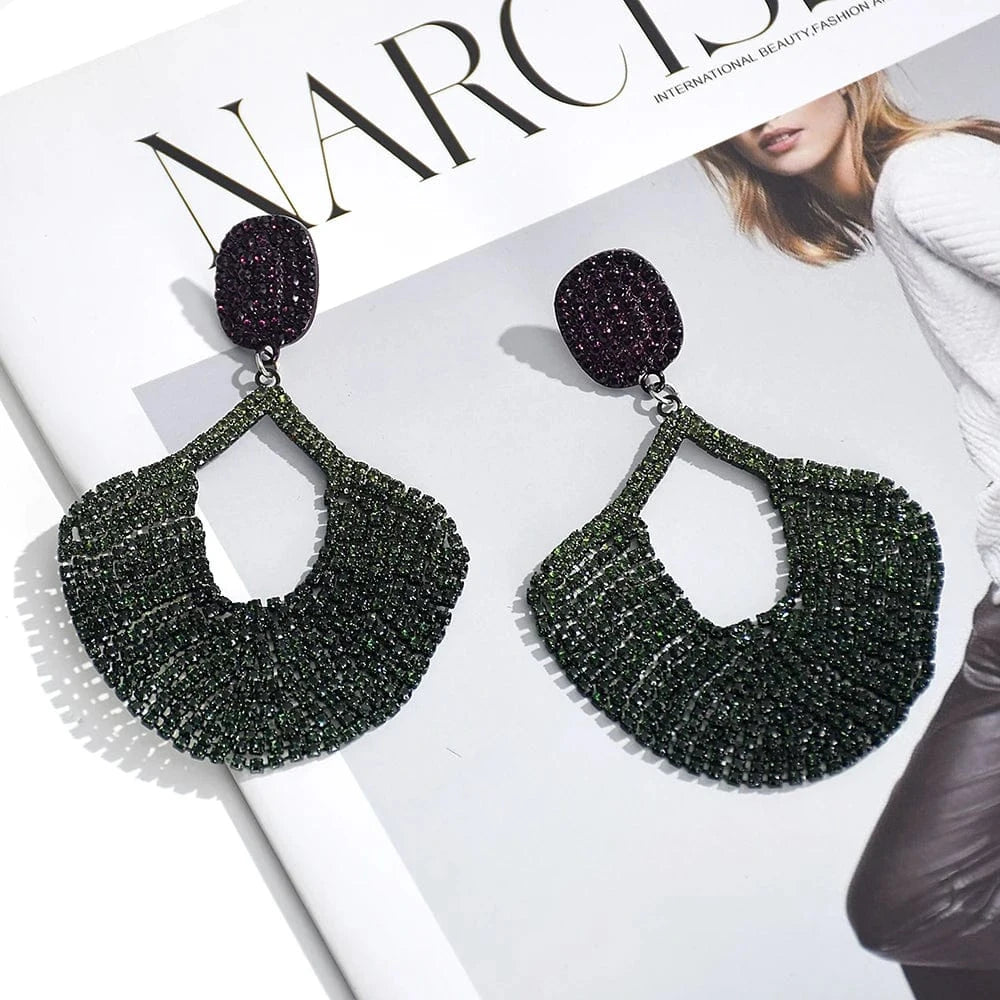New Exaggerated Luxury Crystal Accessories For Women Long Tassel Rhinestone Drop Earrings Girls Wedding Jewelry Wholesale