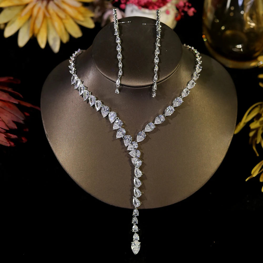 Vintage Water Drop Crystal Pendant Necklace for Women