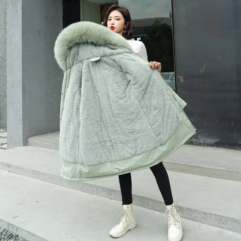 2025 New Parkas Women's Long Coat Winter Jacket Overcoming Plush Cotton Jacket