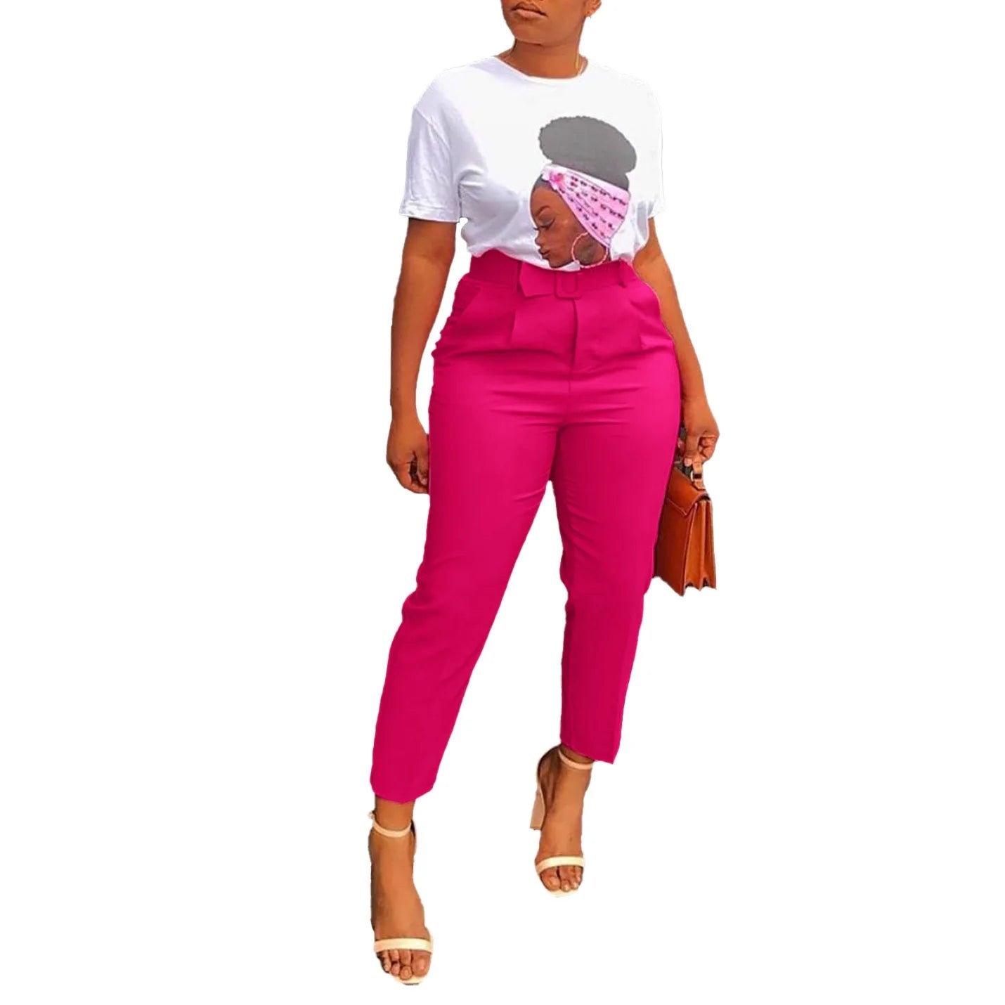 Office Pants Women 2024 Professional High Waisted Belt Waisted Straight Fashion African Business Work Wear Long Trousers Pants