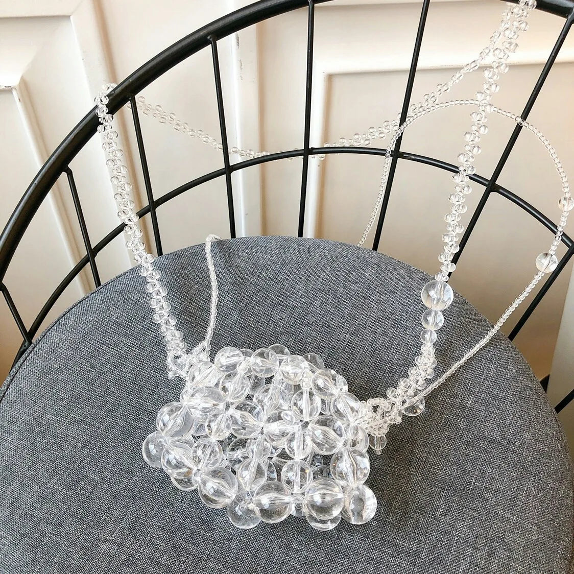 XIYUAN Lady Party Pearls White Crossbody Bag For Women 2023 New Summer Woven Beaded Shoulder Bag Female Top Quality Clutch Purse