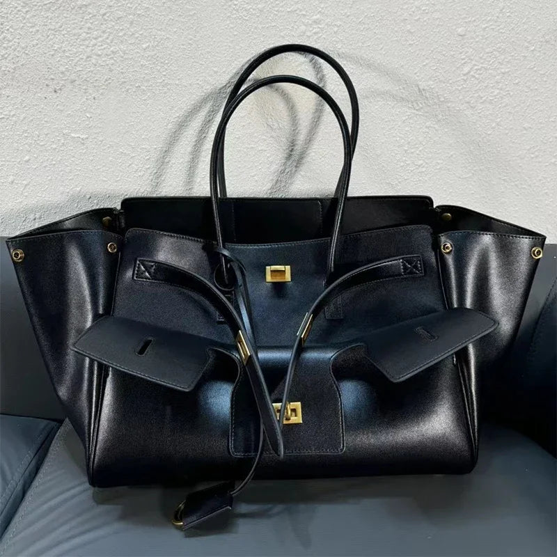 Luxury High Quality Tote Bag Brand Texture Lock Wing Bag Solid Color Simple New Horizontal Square Bag Women's Commuter Handbag