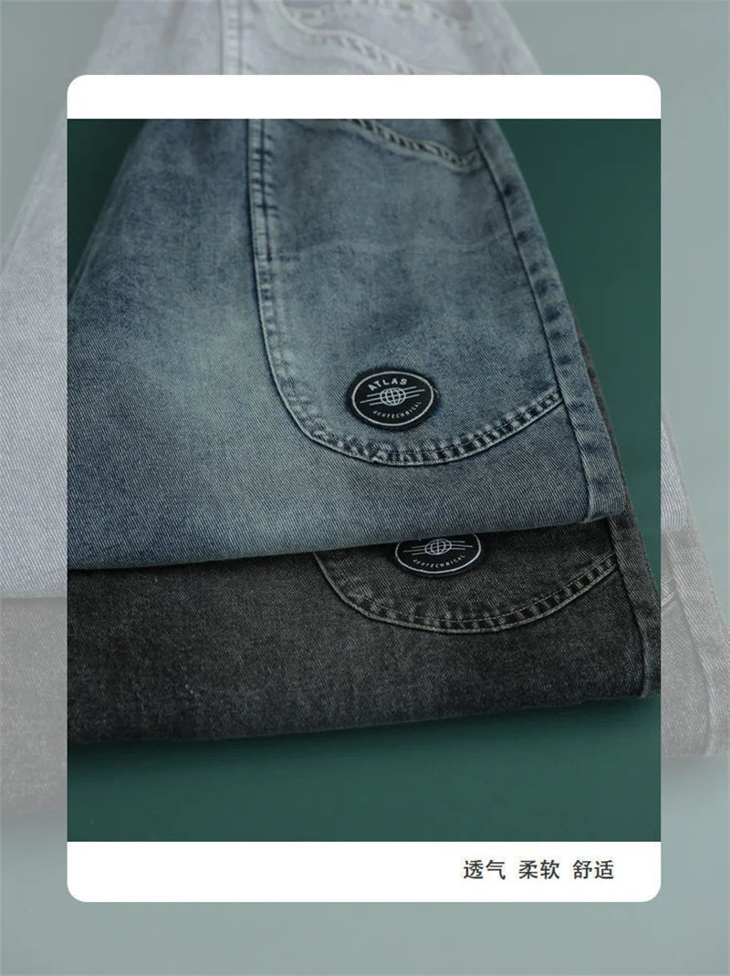 Women Loose Denim Tight Harem Pants 2024Summer Female Fashion Big Pocket BF Wind Elastic High Waist Ankle Jeans Female Trend B98
