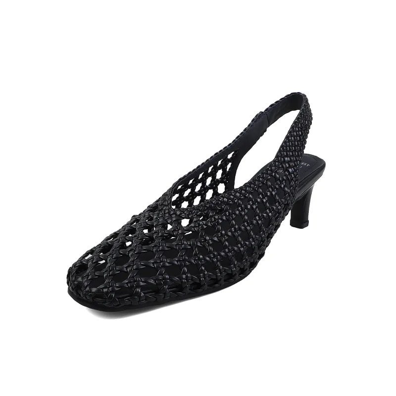 Handmade French Style Cut Out Weave Sandals for Women