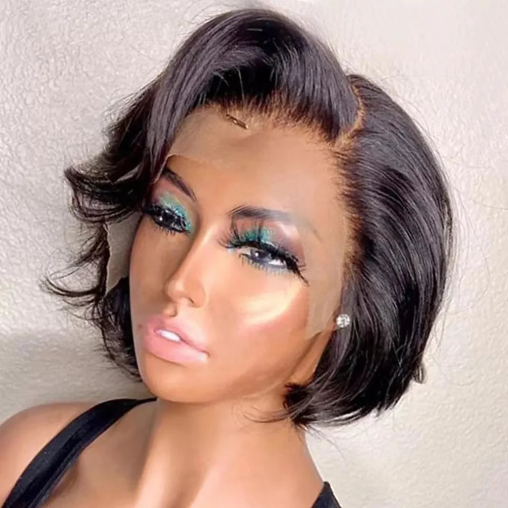 Side Part Wig Human Hair 13x1 Lace Frontal Wigs Pixie Transparent Short Bob Human Hair Wigs For Women Lace Front Human Hair Wig