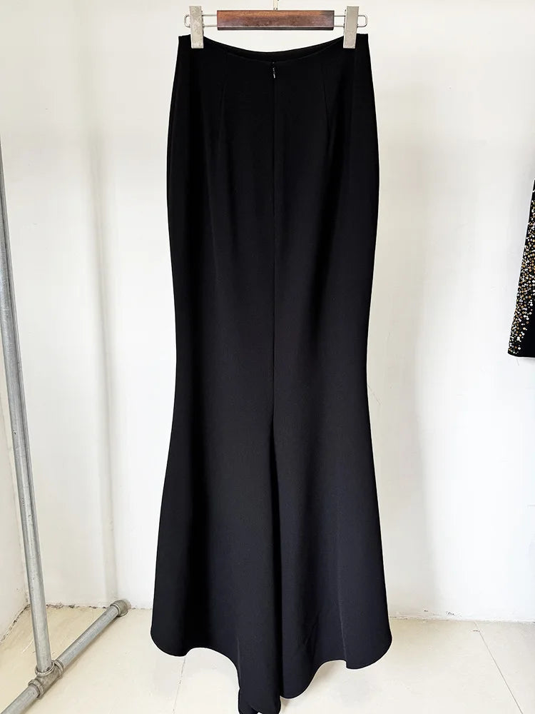 Luxury Sequin 2 Piece Set Women Long Sleeve Jacket Coat Mermaid Fishtail Maxi Skirts Suit 2pcs Outfits Formal Evening Dresses