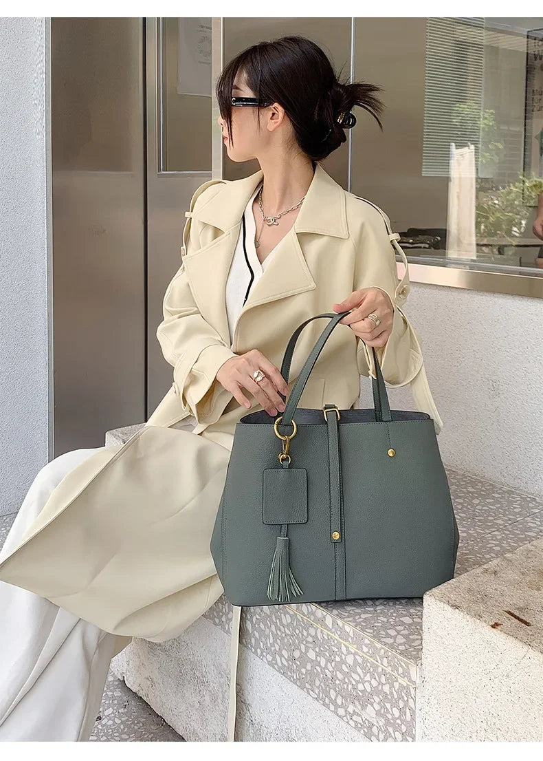 Female Soft Natural Cowhide Handbags Women Cow Genuine Leather Shoulder Bag Ladies Fashion Designer Luxury Retro Crossbody Bags