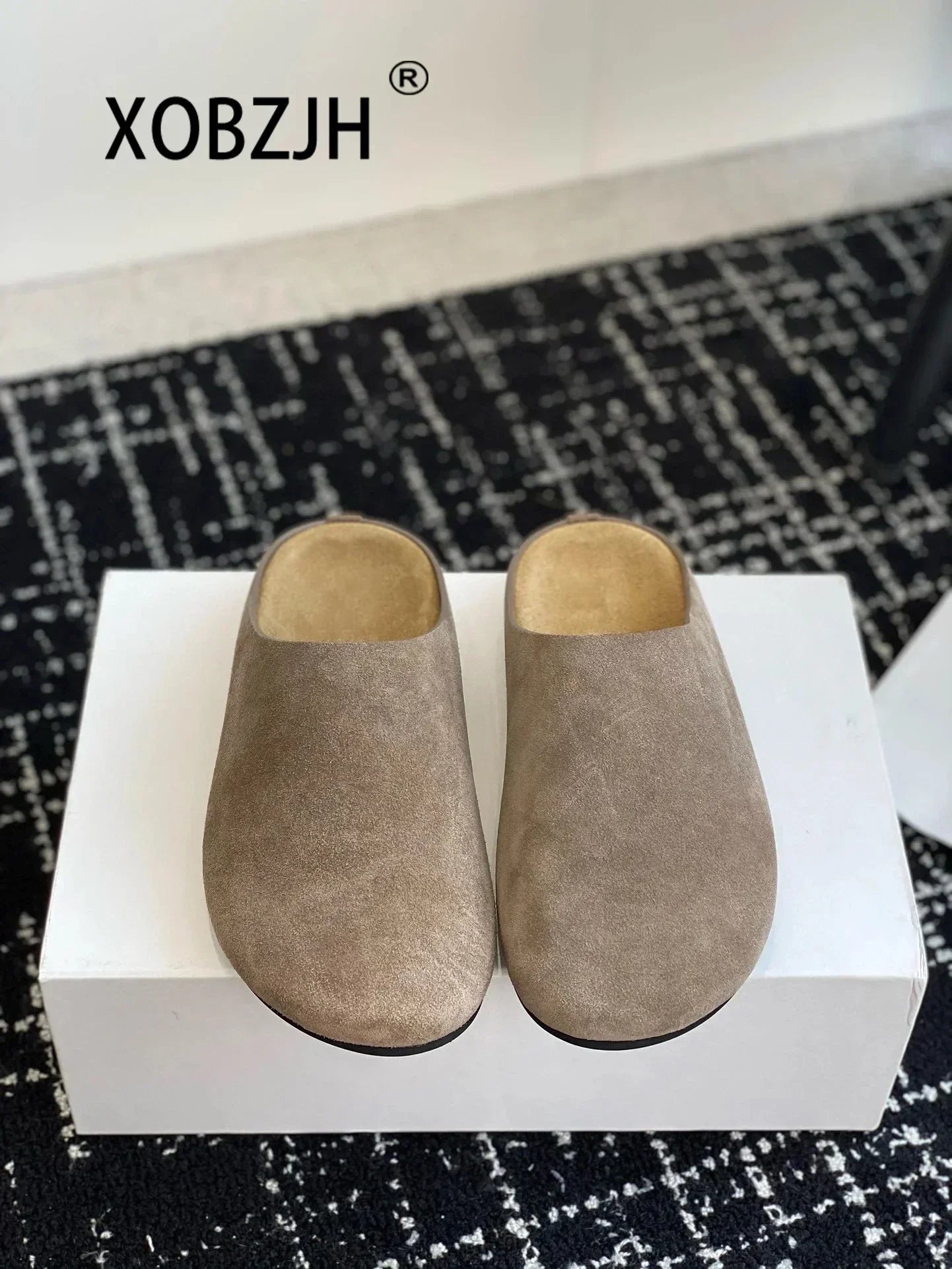 2024 Flat Slippers High Quality New Women KidSuede Mules Shoes Round Toe Casual ComfortSlides Woman Thick Sole Slippers Woman