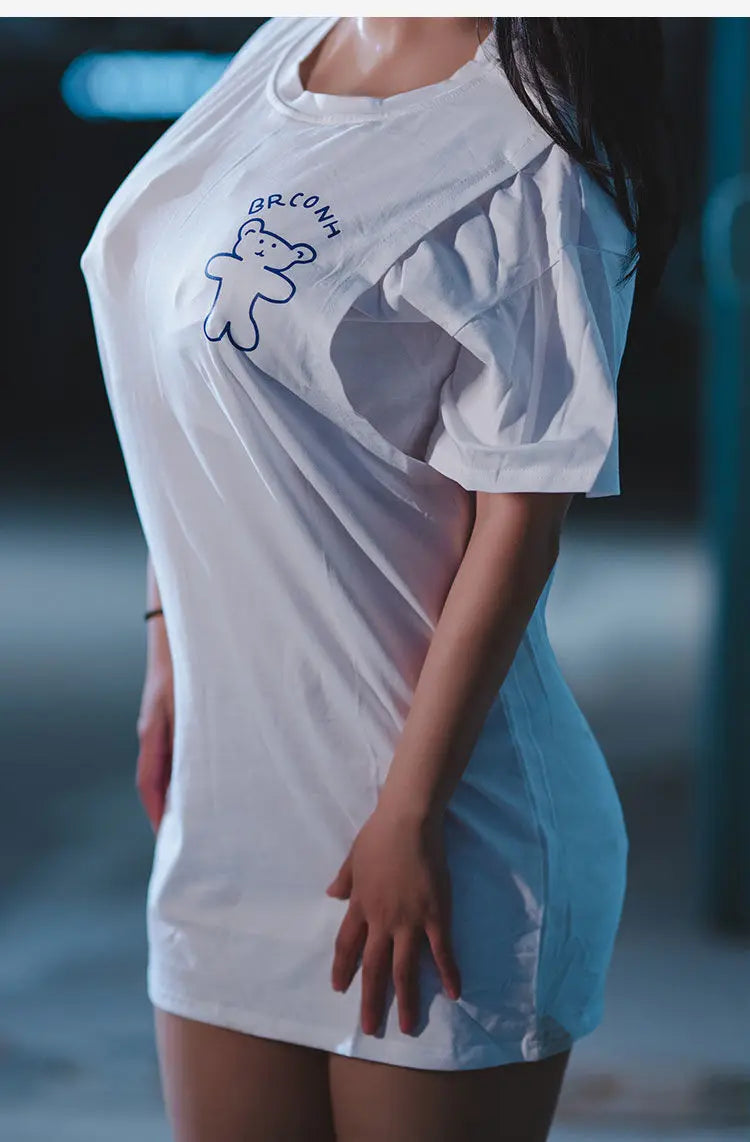 Woman Sexy Outdoor Sex T-Shirts Chest Exposed Costume Open Hole Shirt Erotic Breast Couple White Tanks Interesting Shirts