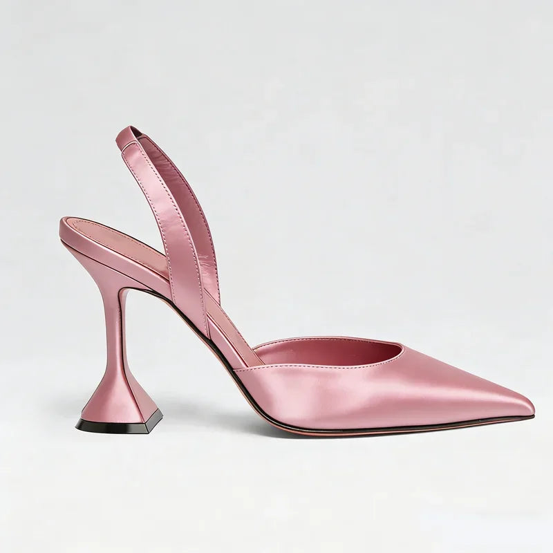 Satin Pointed Toe Back Strap High Heel Sandals for Women