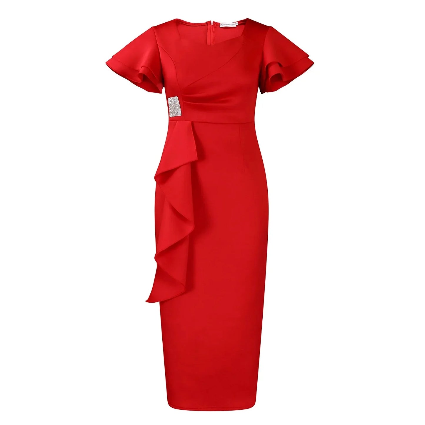 Elegant Pure Color African Style Wrap Dress D3310 New Fashionable Transoceanic Dress with Lace Trim Elegant African Dress