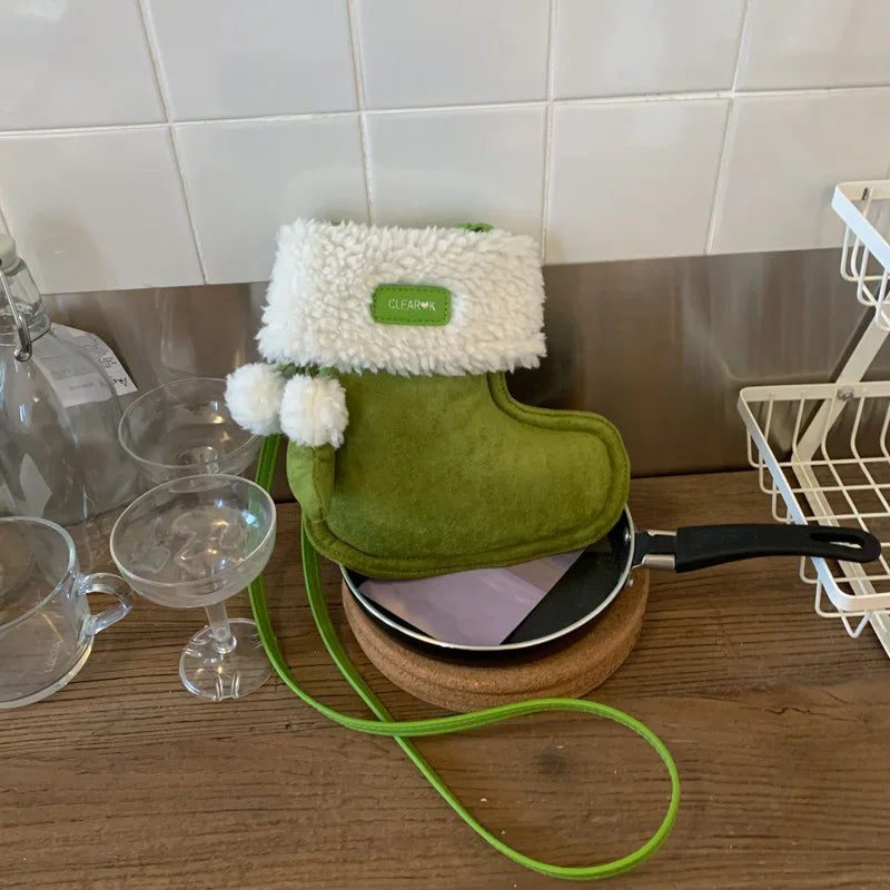 Christmas Boots Messenger Bag Creative Fashion New Retro Glove Bag Messenger Bag Mobile Phone Bag Frosted Suede Cute Gift Wallet