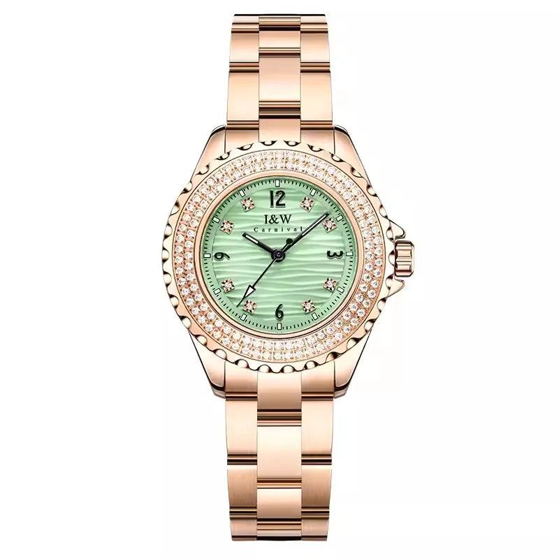 CARNIVAL Woman Fashion Quartz Wristwatches Ladies Brand Luxury Rose Gold Silver Watches Waterproof for Women Relojes De Mujer