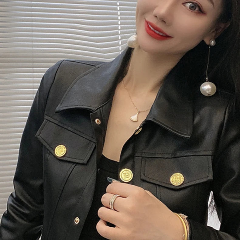 2025 Autumn New Short Style Coat Women's Leather Jacke Clothing