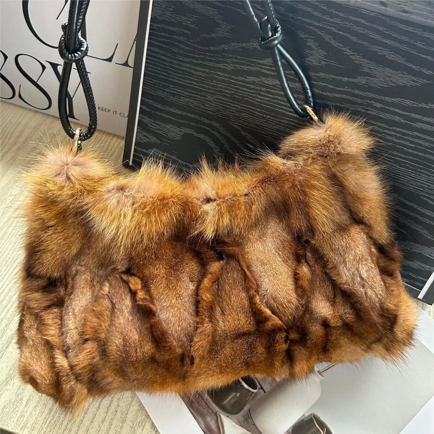 Elegant Luxurious Faux Fur Soft Shoulder Bag for Women