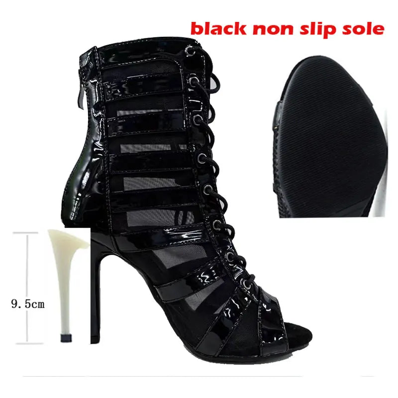 Suede Peep Toe Ballroom Dance Ankle Boots for Women