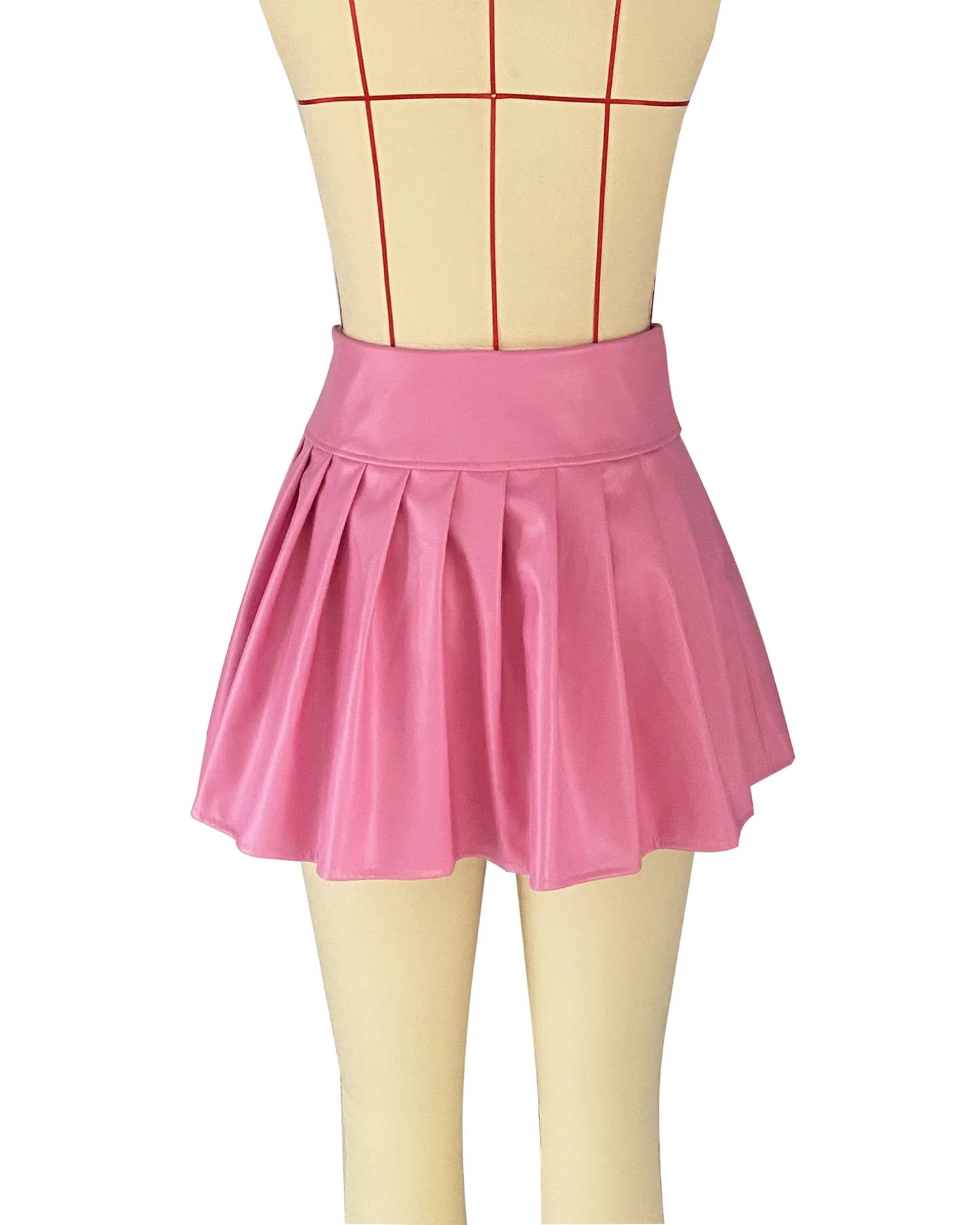 CM.YAYA 2024 Summer Women PU Leather Sexy Pleated Mini Skirt Street Sute Girl Holiday basic Zipper Night Party Club Skirts