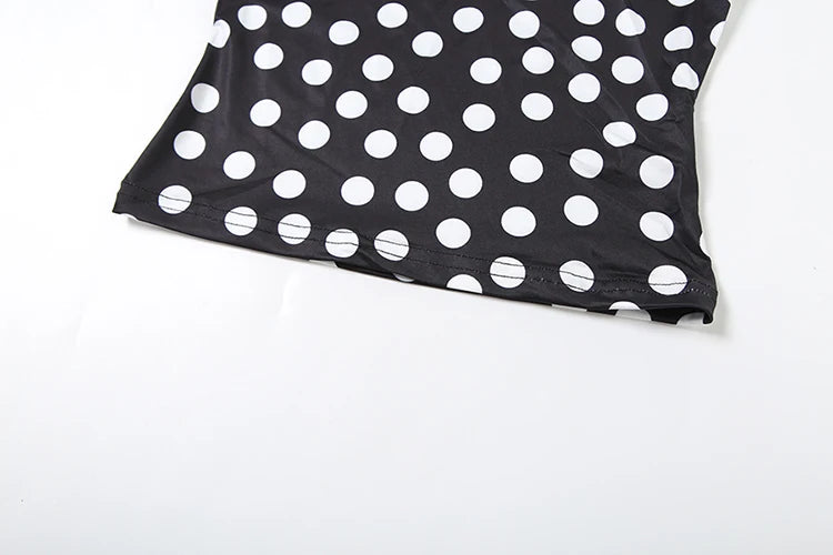 Weird Puss Polka Dot Print Tank Top Women Y2K Halter Swing Collar Backless Skinny Hottie Summer Midnight Street Basic Wild Vest