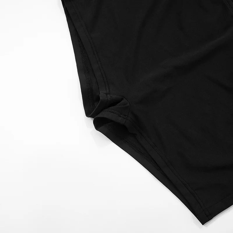 Joskaa 2025 Women's Black Two Piece Set Sexy Crew Neck Sleeveless Side Cutout Bodysuits and Bodycon Shorts Suits Y2K Streetwear