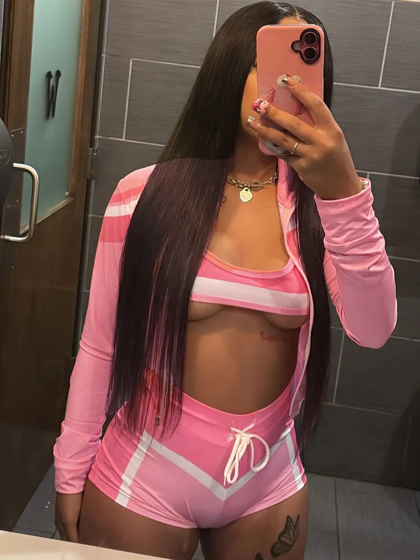Weird Puss Contrast Patchwork 3 Piece Set Women Halter Strapless Tops+Cardigan Crop Jacket+Drawstring Shorts Sexy Sporty Outfits