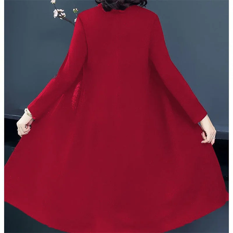 Single/Two-piece Suit Female Middle-Aged Elderly Temperament Mother Dress Suits New Autumn Windbreaker Coat Female Elegant Dress