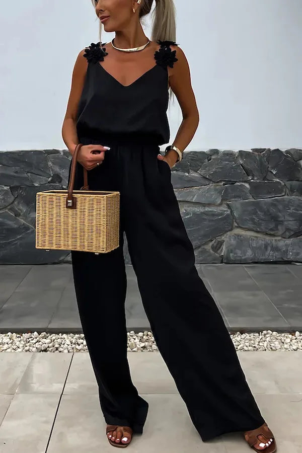 2024 Ladies Off Shoulder Sleeveless Jumpsuit Summer Women Casual Solid Rompers Streetwear Long Playsuits Overalls With Pockets