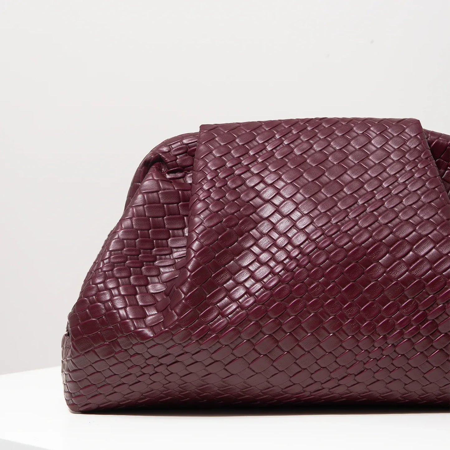 Woven Faux Leather Clutch