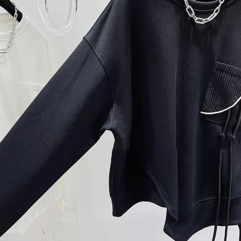 Korean fashion solid color hoodless sweatshirt women's spring and autumn new temperament loose thin niche design short top