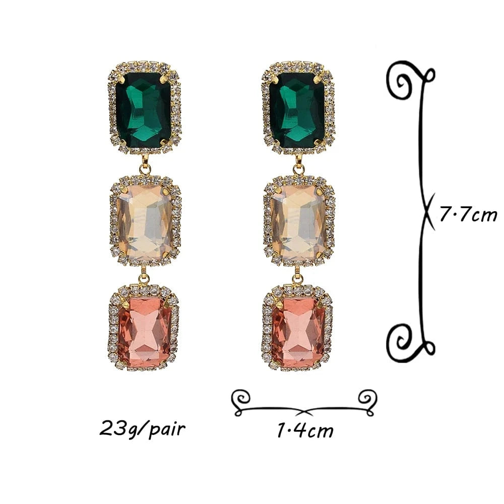 Hot-Sell Trendy Geometric Long Earrings High-Quality Luxury Crystal Jewelry Accessories For Women Girls Party Wedding