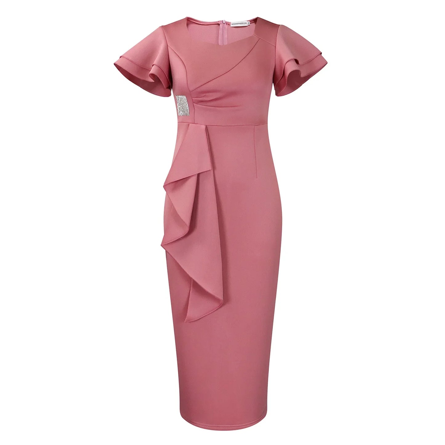 Elegant Pure Color African Style Wrap Dress D3310 New Fashionable Transoceanic Dress with Lace Trim Elegant African Dress