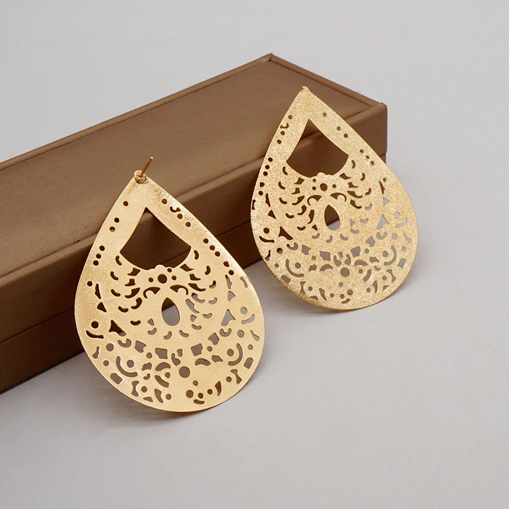 Fashion Jewelry Big Gold Color Round Geometric Earrings Dangle Drop Earrings For Women African Wedding Party Gifts