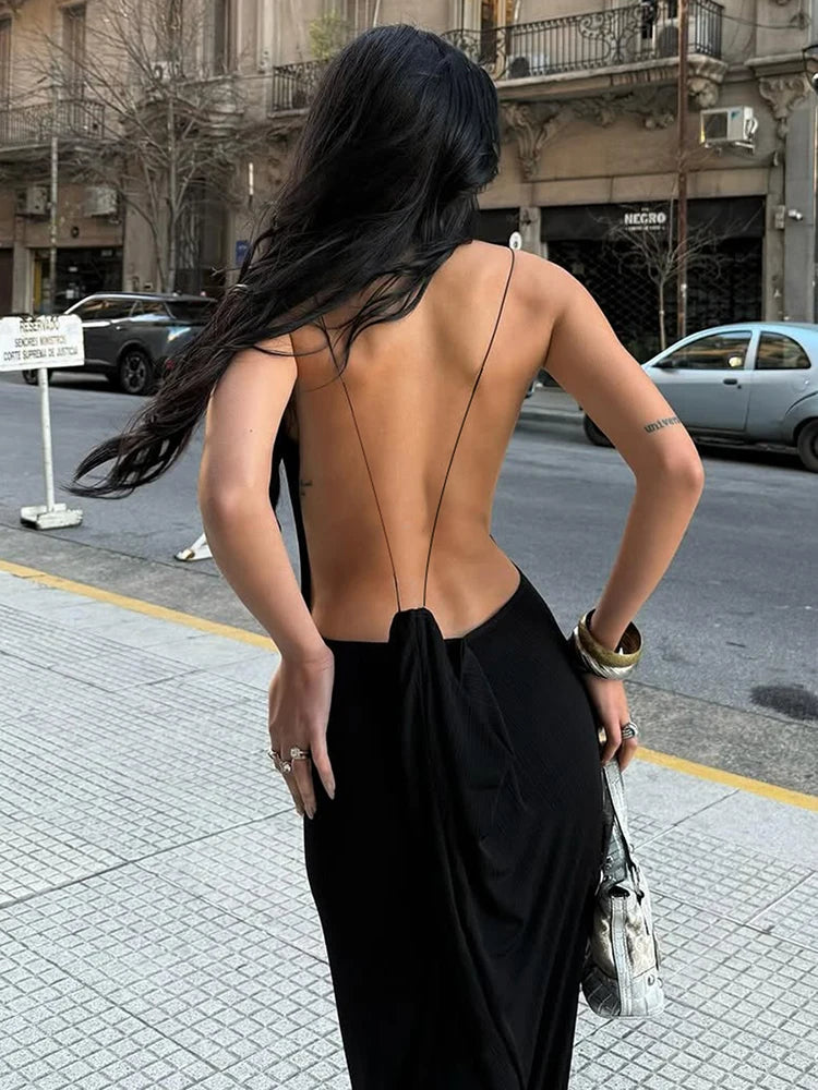 Backless Sleeveless Maxi Patchwork Dress for Women