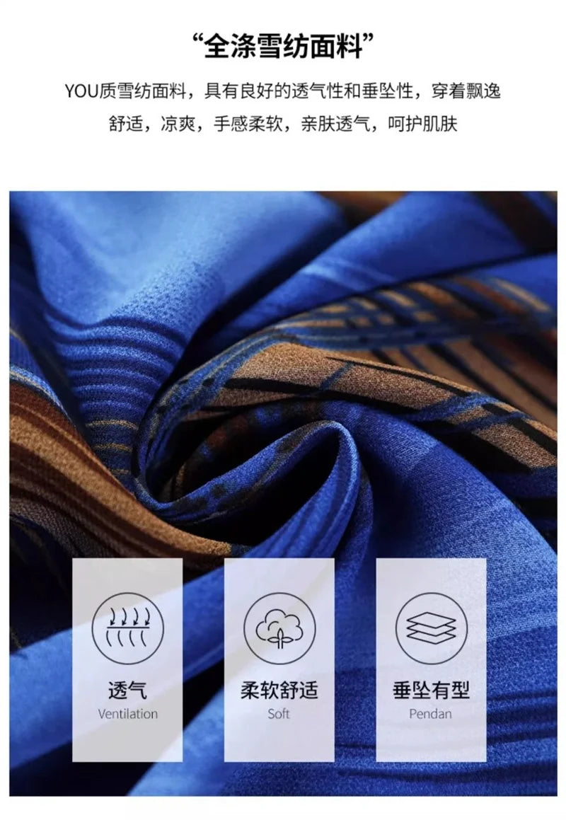 Pendant Sense Dress for Women Summer 2024 New Fashion High end, Elegant Slim and Waist Up V-neck Chiffon Dress Long Dress 4XL