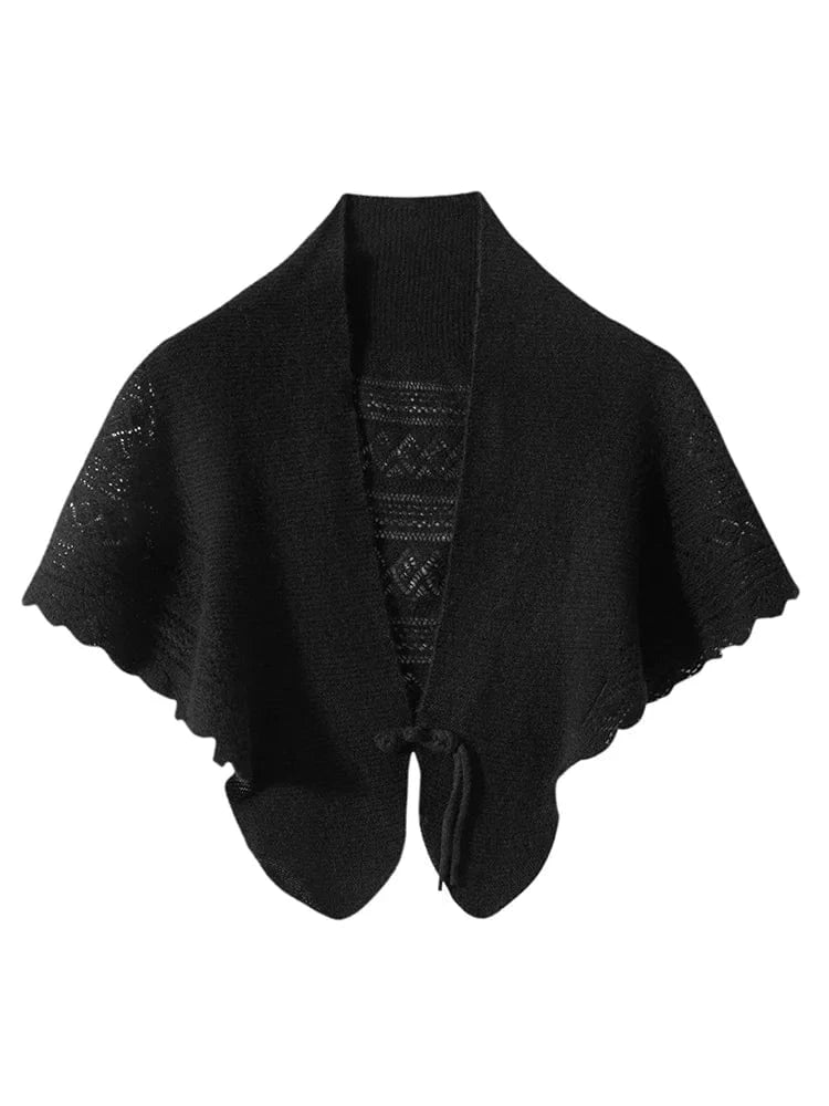 CHICUU Spring Summer Women 100% Cashmere Cape Thin Hollow Grace Chinese Style Shawls Cashmere Knitwear Sweater Wraps Luxury Top
