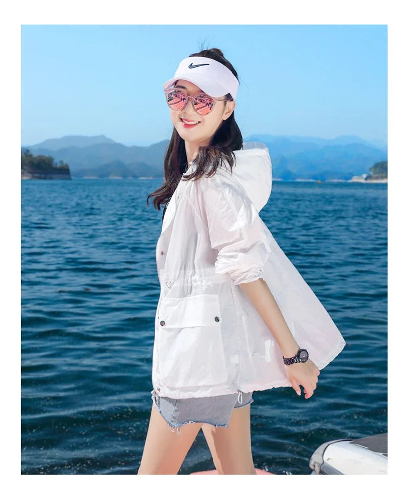 Women's Jacket With Hooded Sun Protection Clothing Women's Summer Thin Coat 2023 New Anti-Ultraviolet Breathable Shirt size 4XL